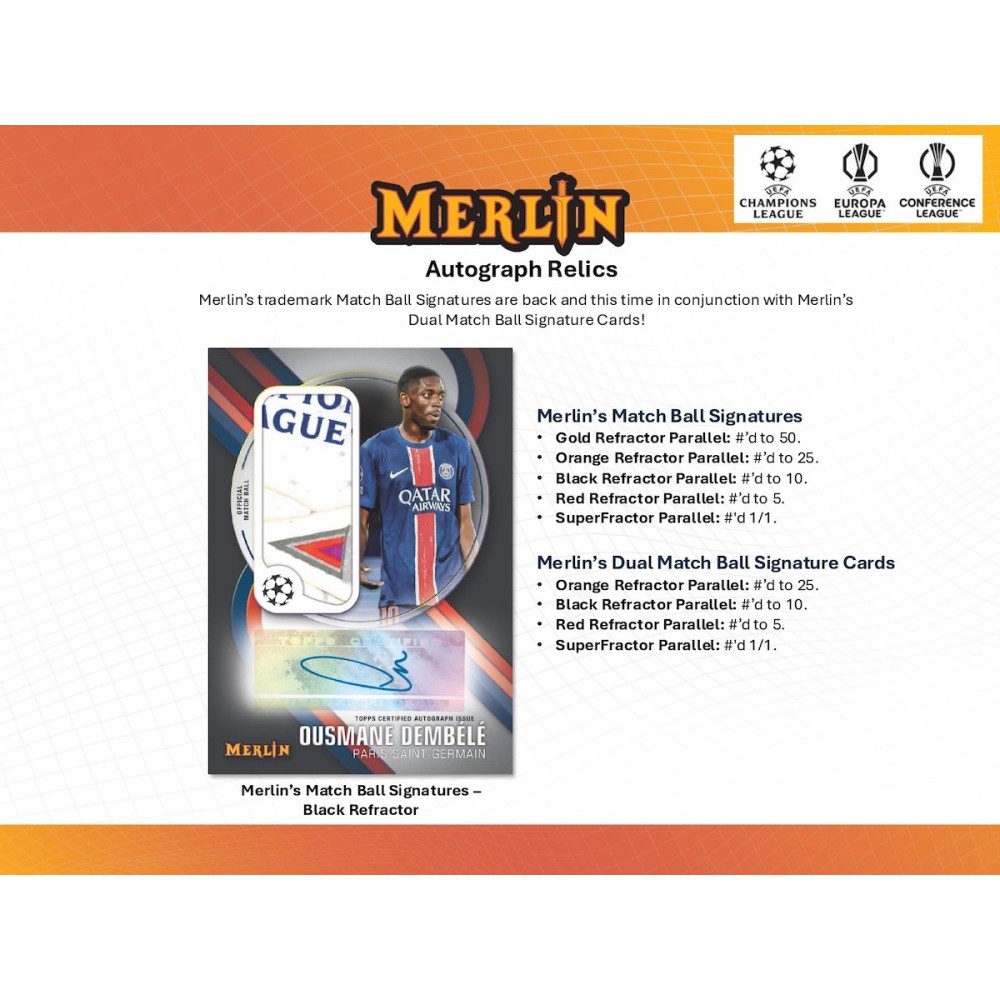 2024-25 Topps UEFA Club Competitions Merlin Chrome Soccer Hobby 12