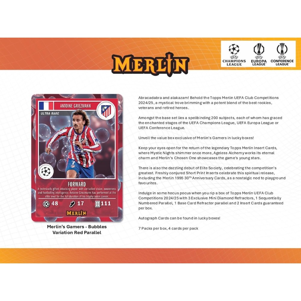 2024-25 Topps UEFA Club Competitions Merlin Chrome Soccer Blaster