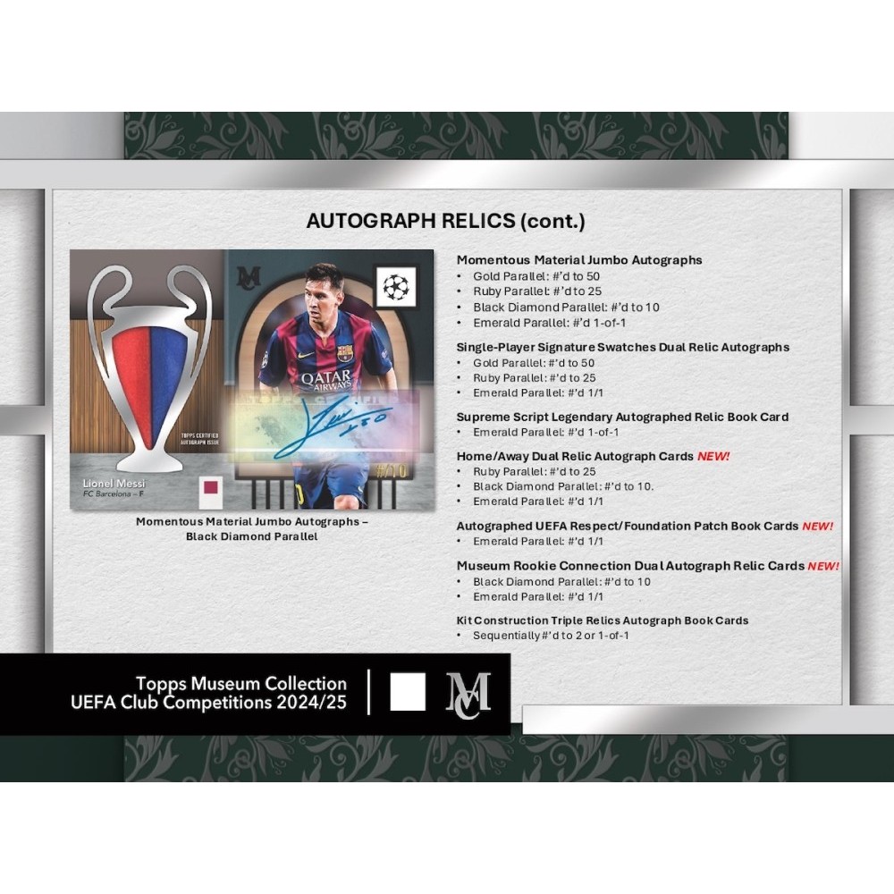 2024-25 Topps UEFA Club Competitions Museum Collection Soccer