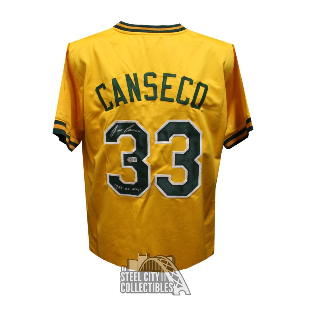 Jose Canseco Autographed Oakland 88 AL MVP Custom Yellow Jersey - BAS