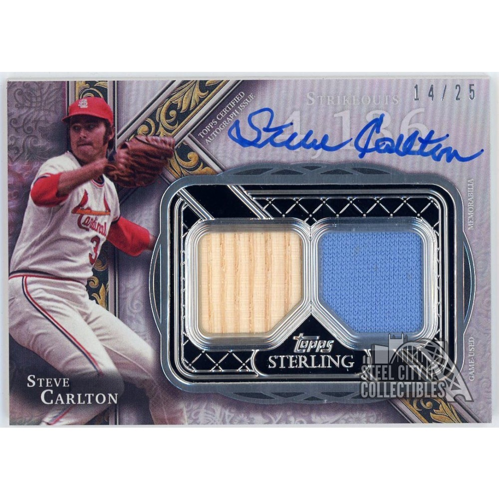 Steve Carlton 2022 Topps Sterling Strikes Dual Relic Auto Card