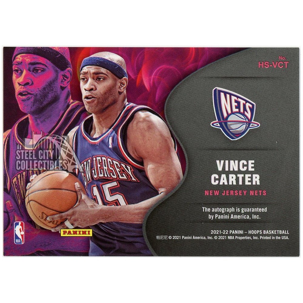 Vince Carter 2021-22 Panini Hoops Hot Signatures Auto 19/25