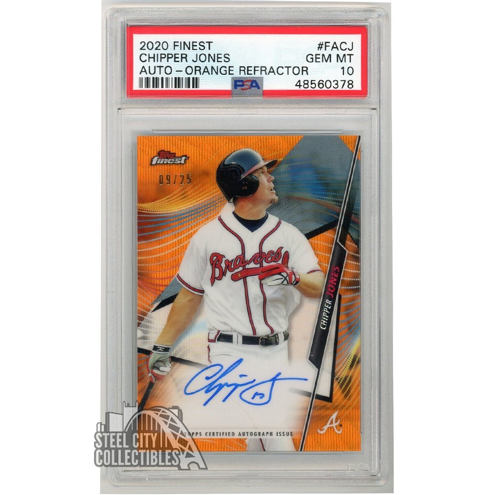Chipper Jones 2020 Topps Finest Orange Refractor Auto 09/25