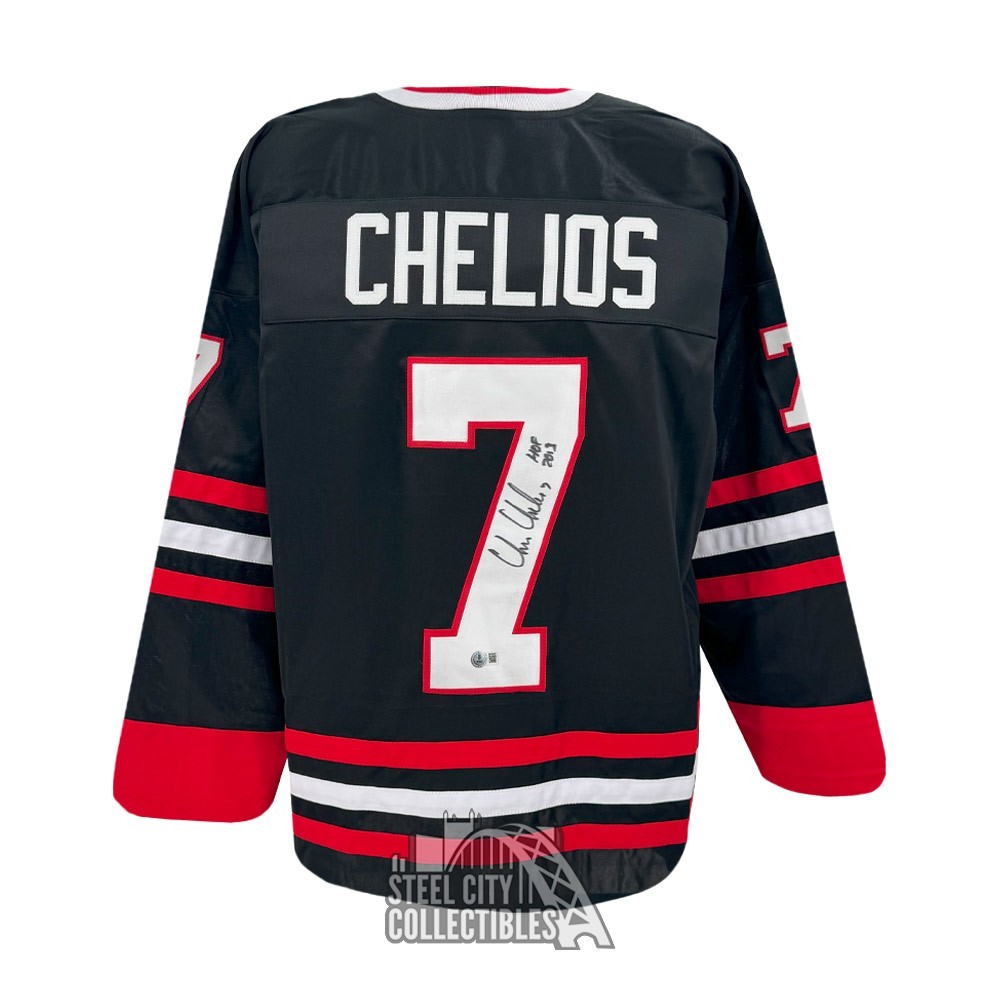Chris Chelios HOF 2013 Autographed Chicago Custom Black Hockey