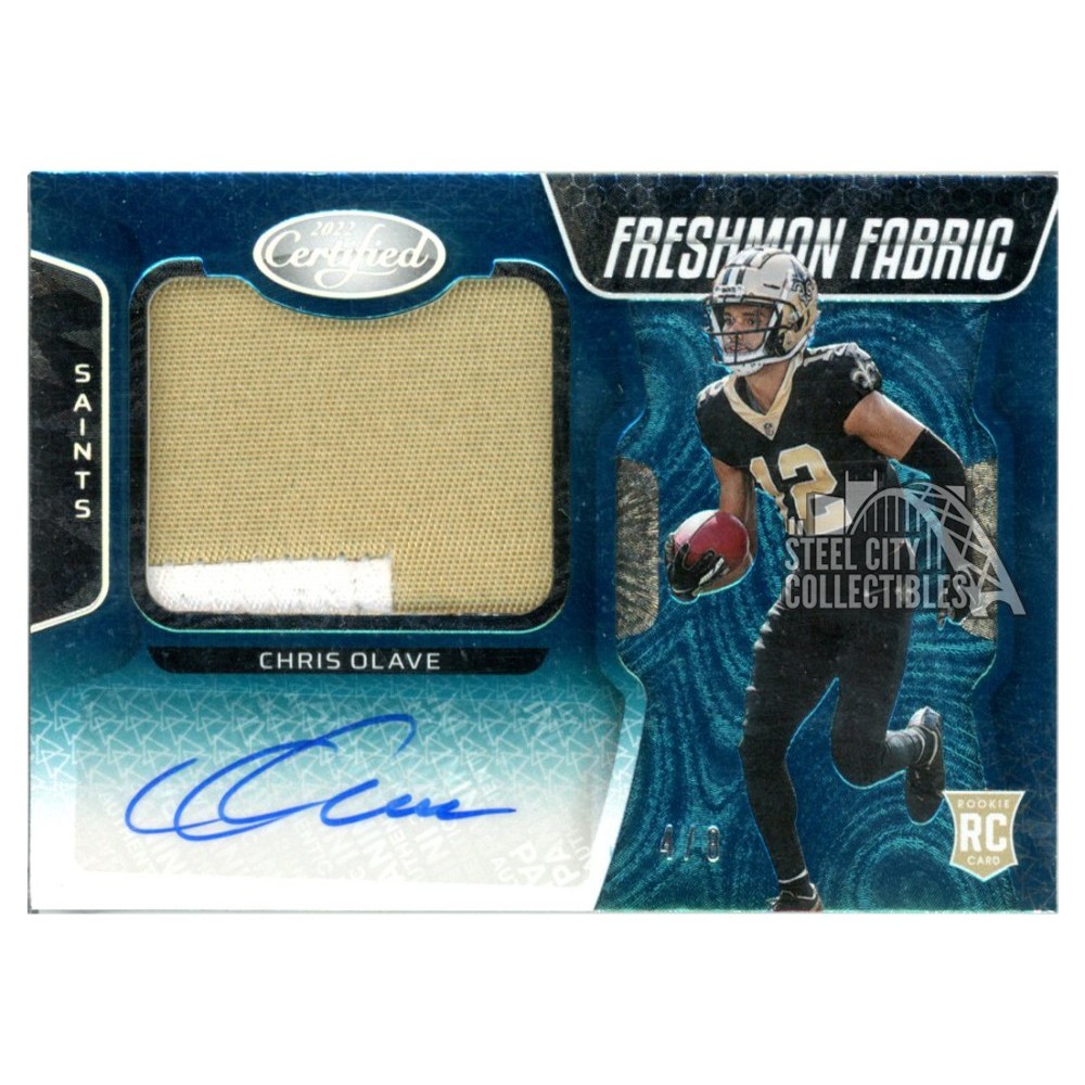 Chris Olave 2022 Panini Certified Freshman Fabrics Teal Autograph