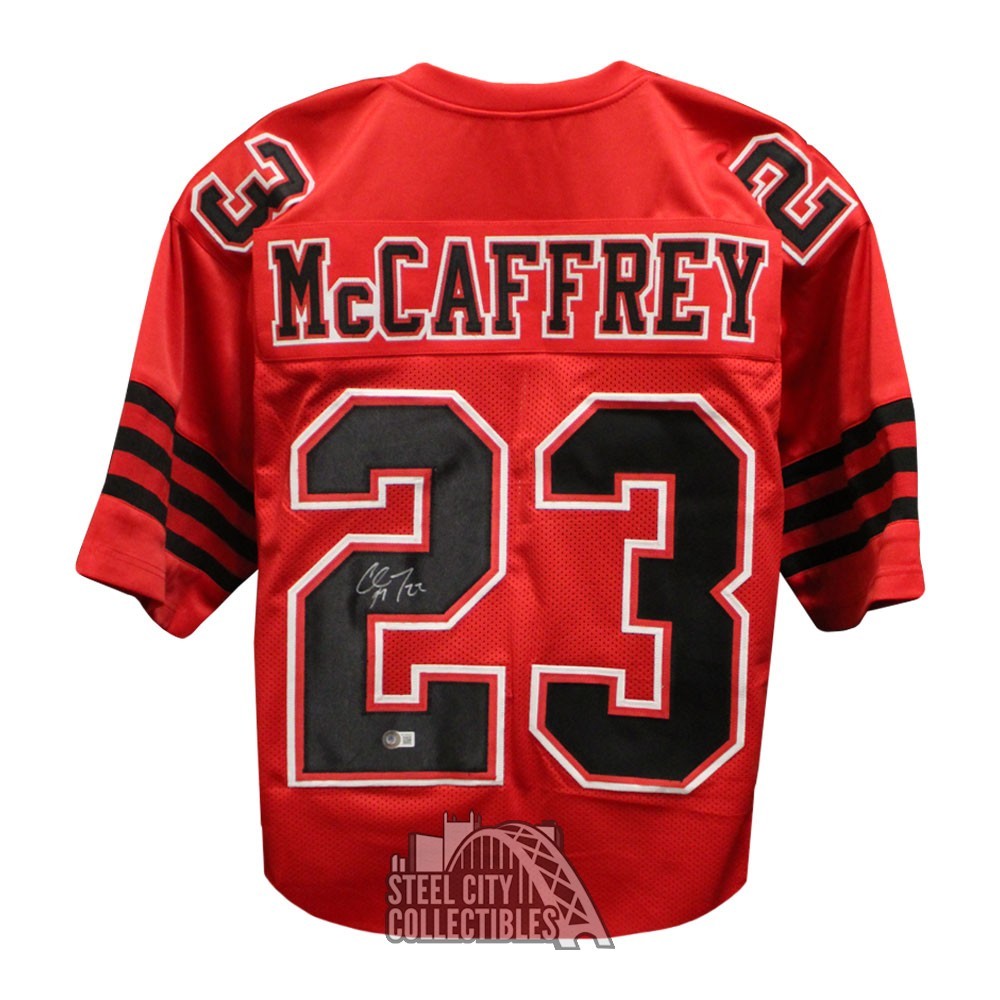 Christian McCaffrey Autographed San Francisco Custom Red Alternate Football  Jersey - BAS
