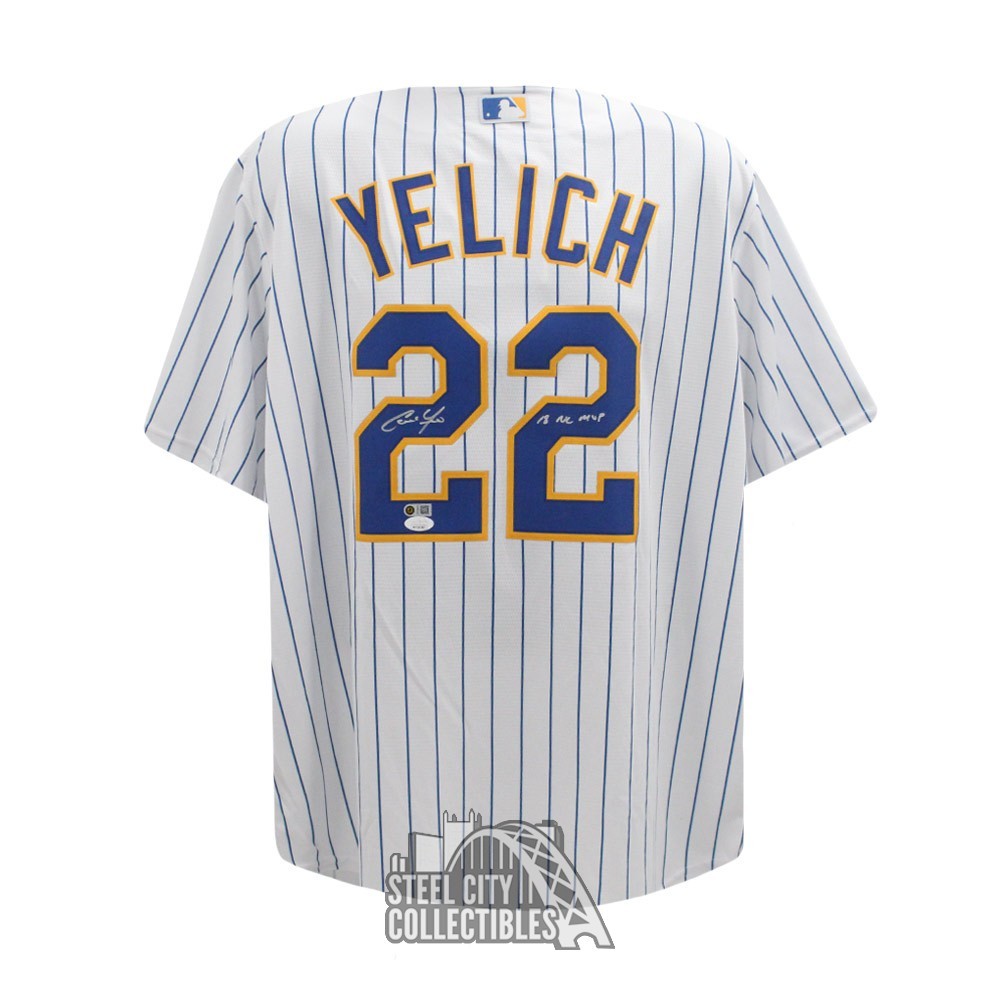 Christian Yelich Autographed Milwaukee Majestic Pinstripe Baseball Jersey -  JSA