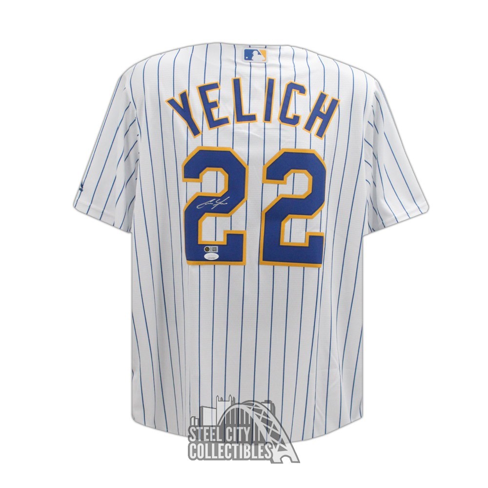 Christian Yelich Autographed Milwaukee Majestic Pinstripe Baseball Jersey -  JSA