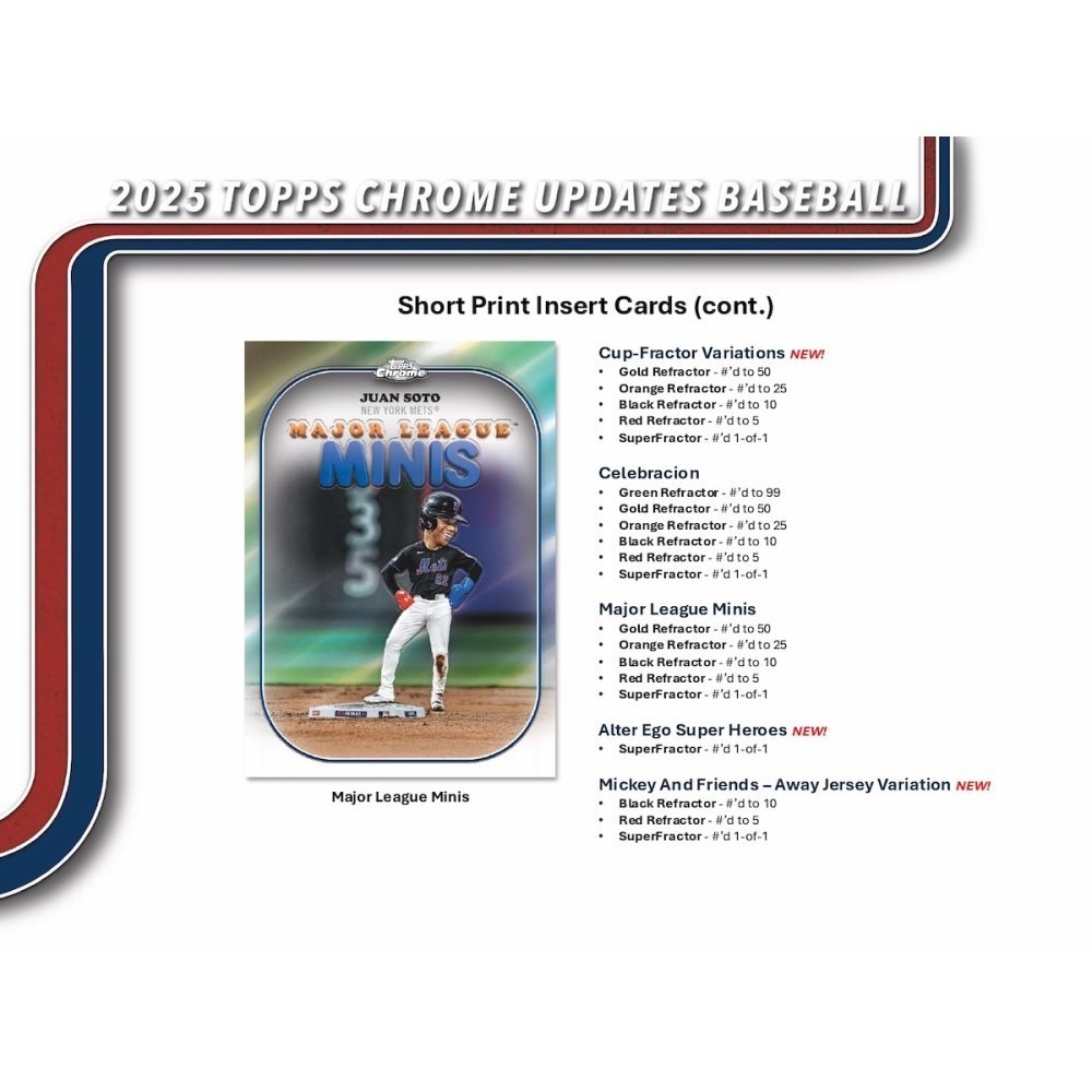 2025 Topps Chrome Update Series Baseball Hobby 3-Box (1/4th Case 
