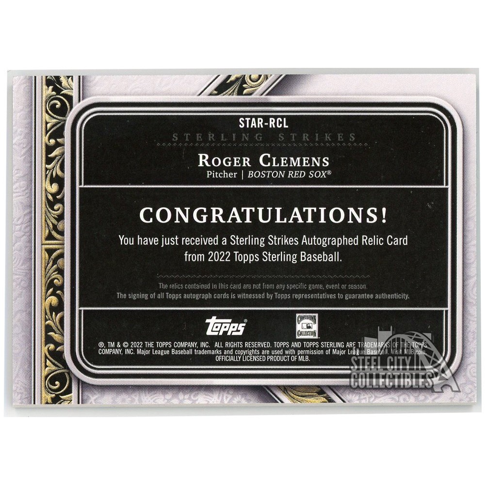 Roger Clemens 2022 Topps Sterling Strikes Double Patch Auto