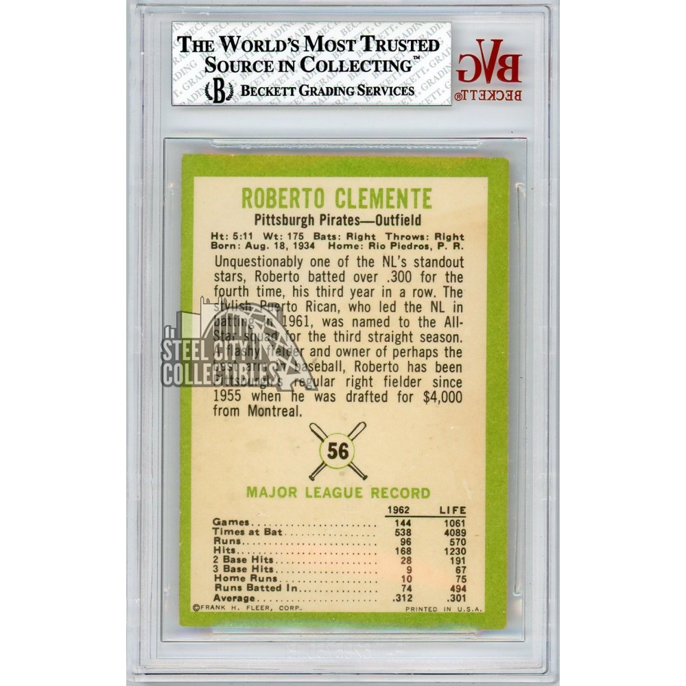 Roberto Clemente 1963 Fleer Baseball Card #56 BVG 5 | Steel City