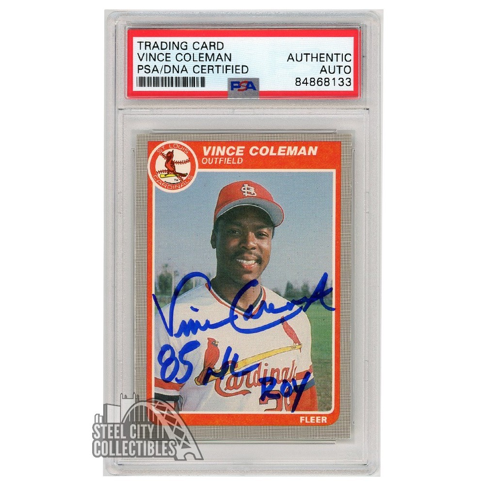 Vince Coleman 1985 Fleer Update 85 NL ROY Autograph Rookie Card #U-28  PSA/DNA