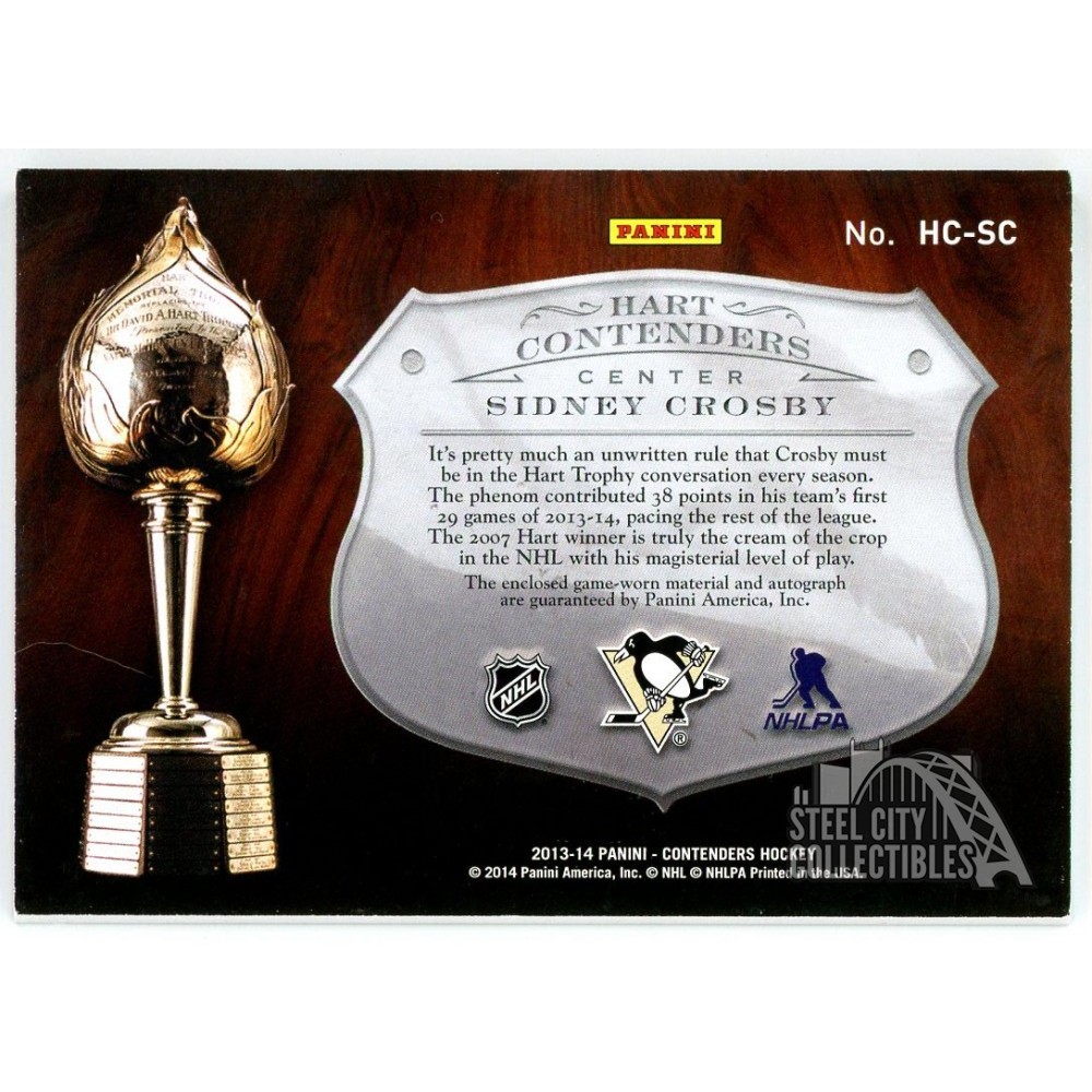 Sidney Crosby 2013-14 Panini Contenders Hart Patch Autograph Card