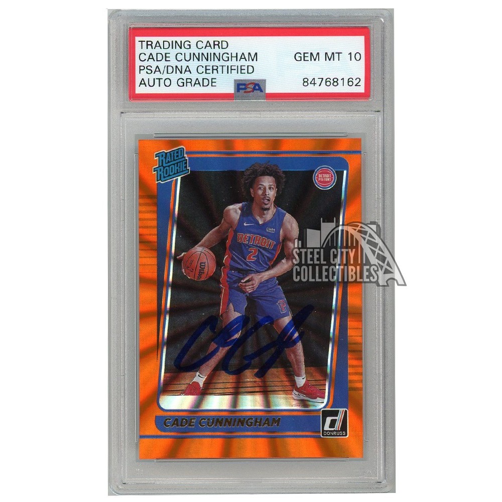 Cade Cunningham 2021-22 Panini Donruss Orange Laser Autograph Rookie Card #211 PSA/DNA 10