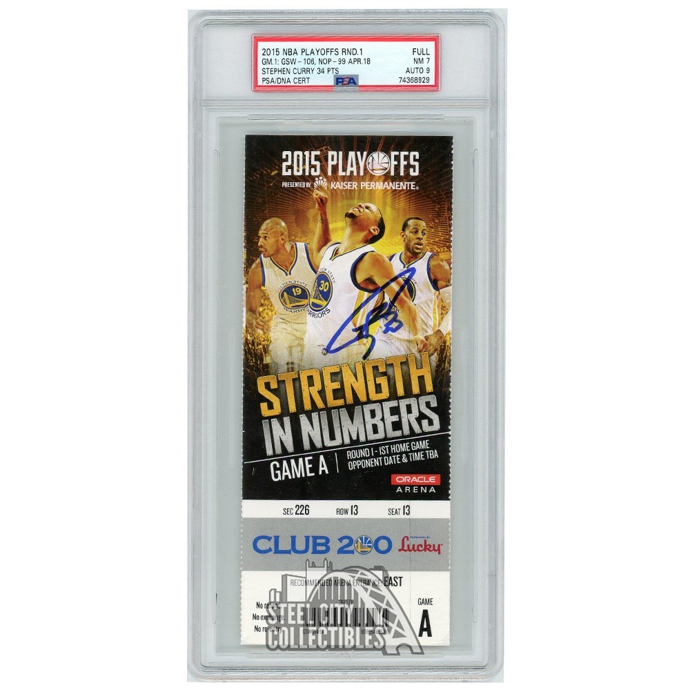 Stephen Curry Autographed 2015 NBA Playoffs Round Game Ticket
