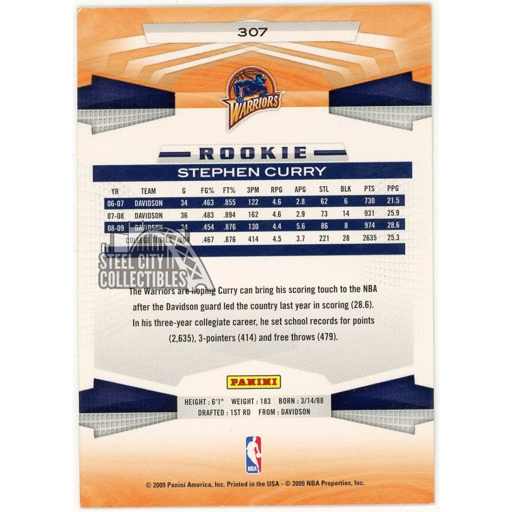 Stephen Curry 2009-10 Panini Rookie Card #307 | Steel City