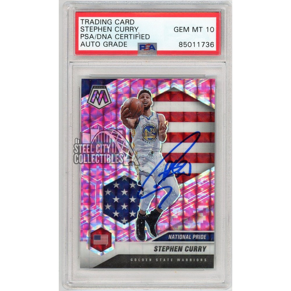 Stephen Curry 2020-21 Panini Mosaic USA Camo Pink Autograph Card