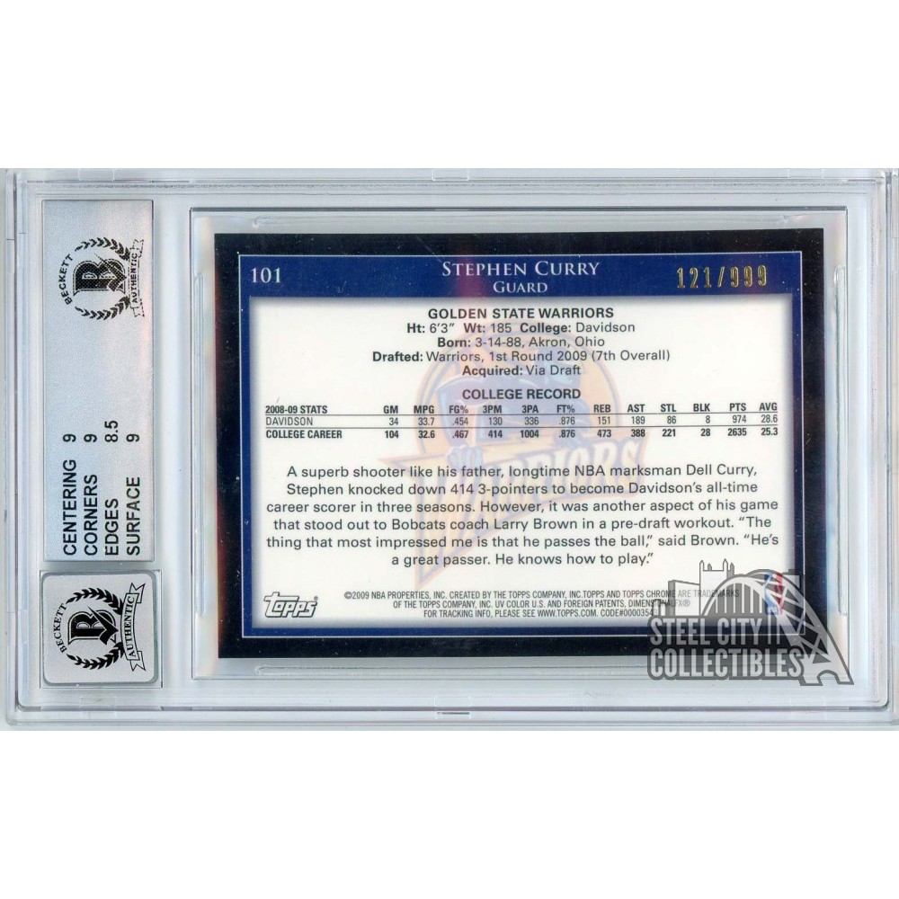 Stephen Curry 2009-10 Topps Chrome Autograph Rookie Card #101 /999