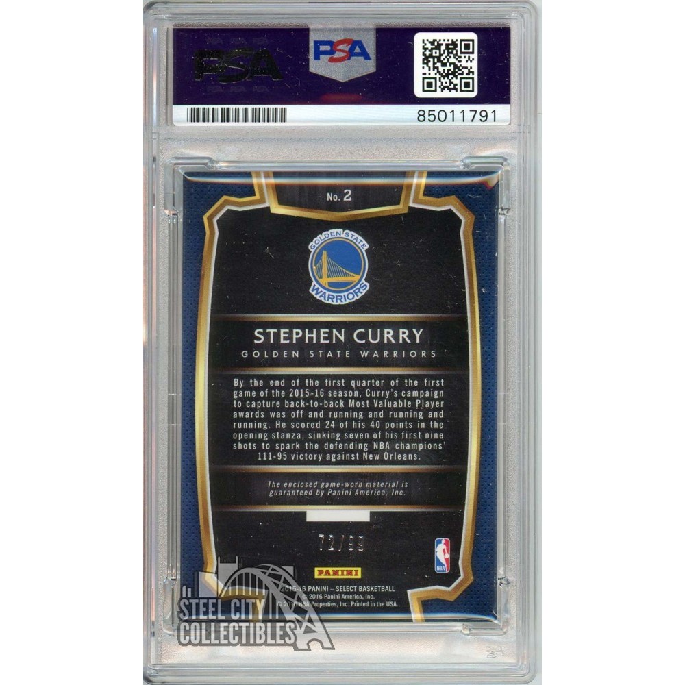 Stephen Curry 2015-16 Panini Select Sparks Jersey Autograph Card