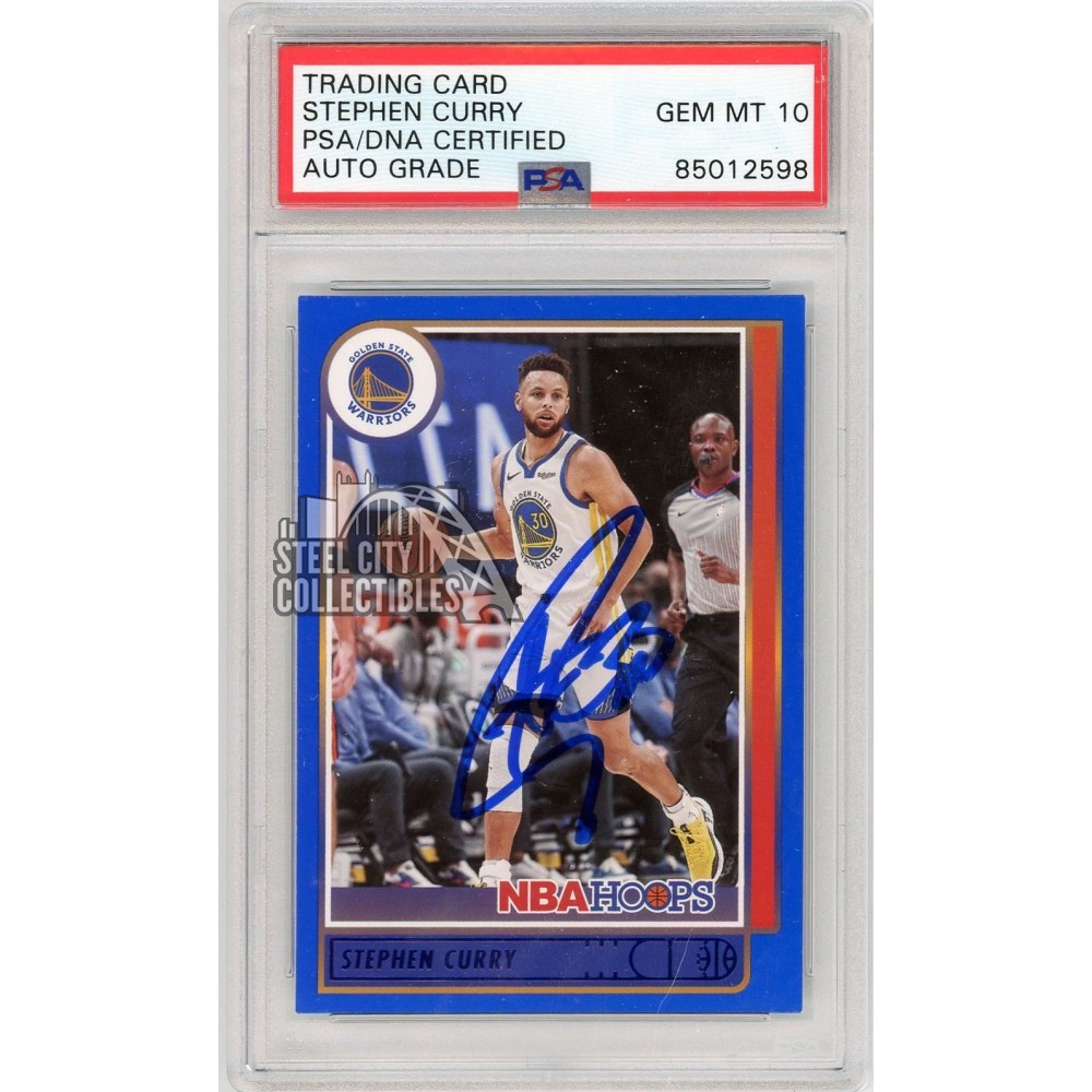 Stephen Curry 2021-22 Panini Hoops Blue Autograph Card #18 PSA/DNA