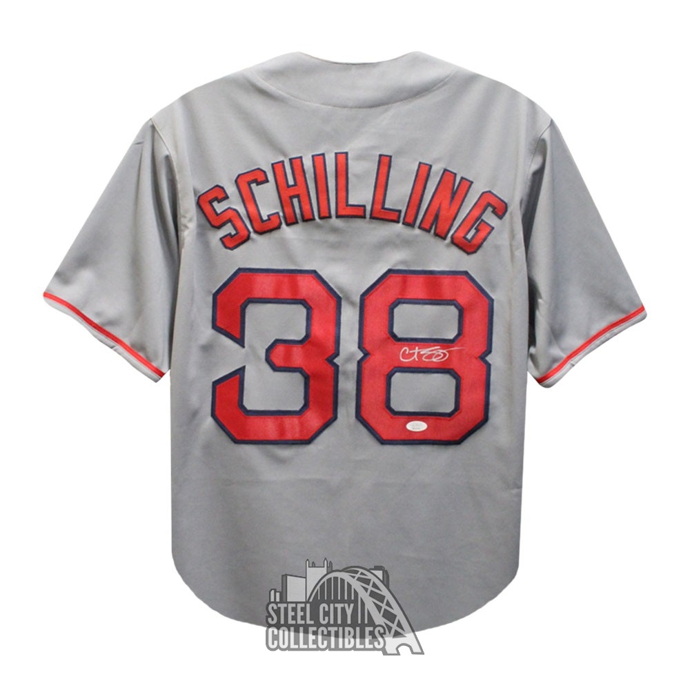 Curt Schilling Autographed Boston Custom Gray Baseball Jersey - JSA