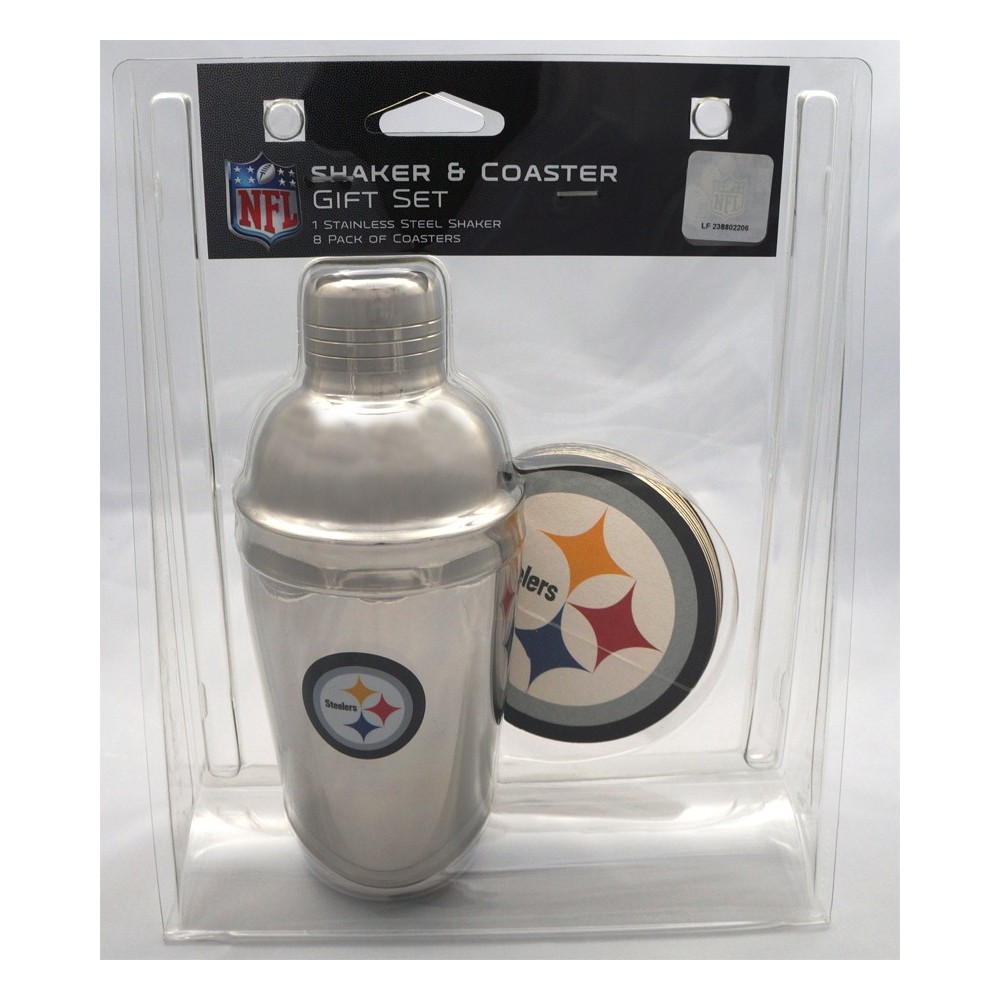 Pittsburgh Steelers NFL Stainless Steel Shaker & Coaster Set | Steel ...