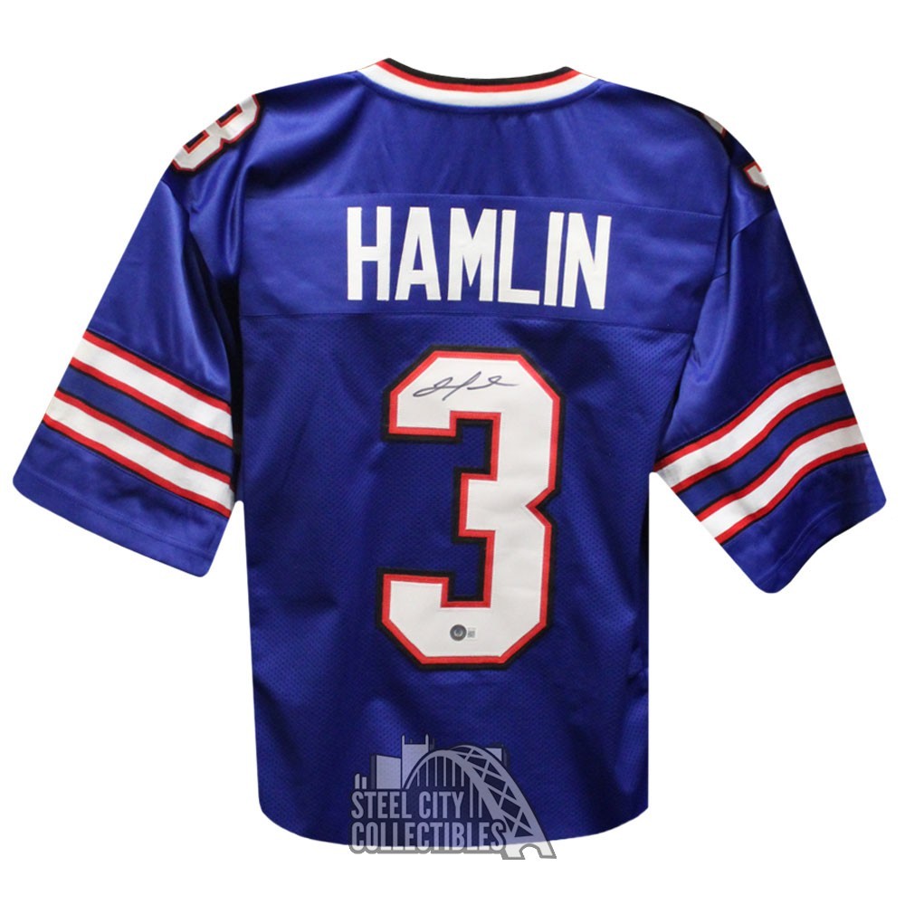 Damar Hamlin Autographed Buffalo Custom Blue Football Jersey - BAS