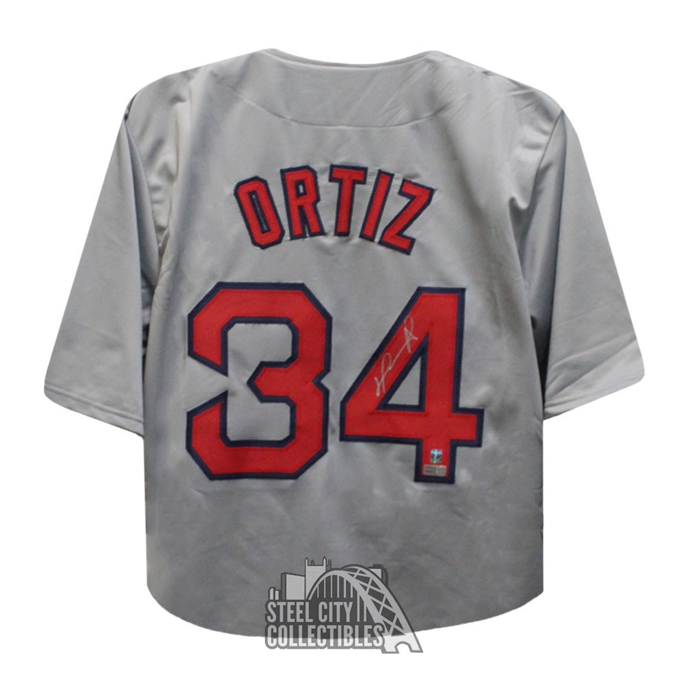 David Ortiz Autographed Boston Custom Gray Baseball Jersey - Tristar