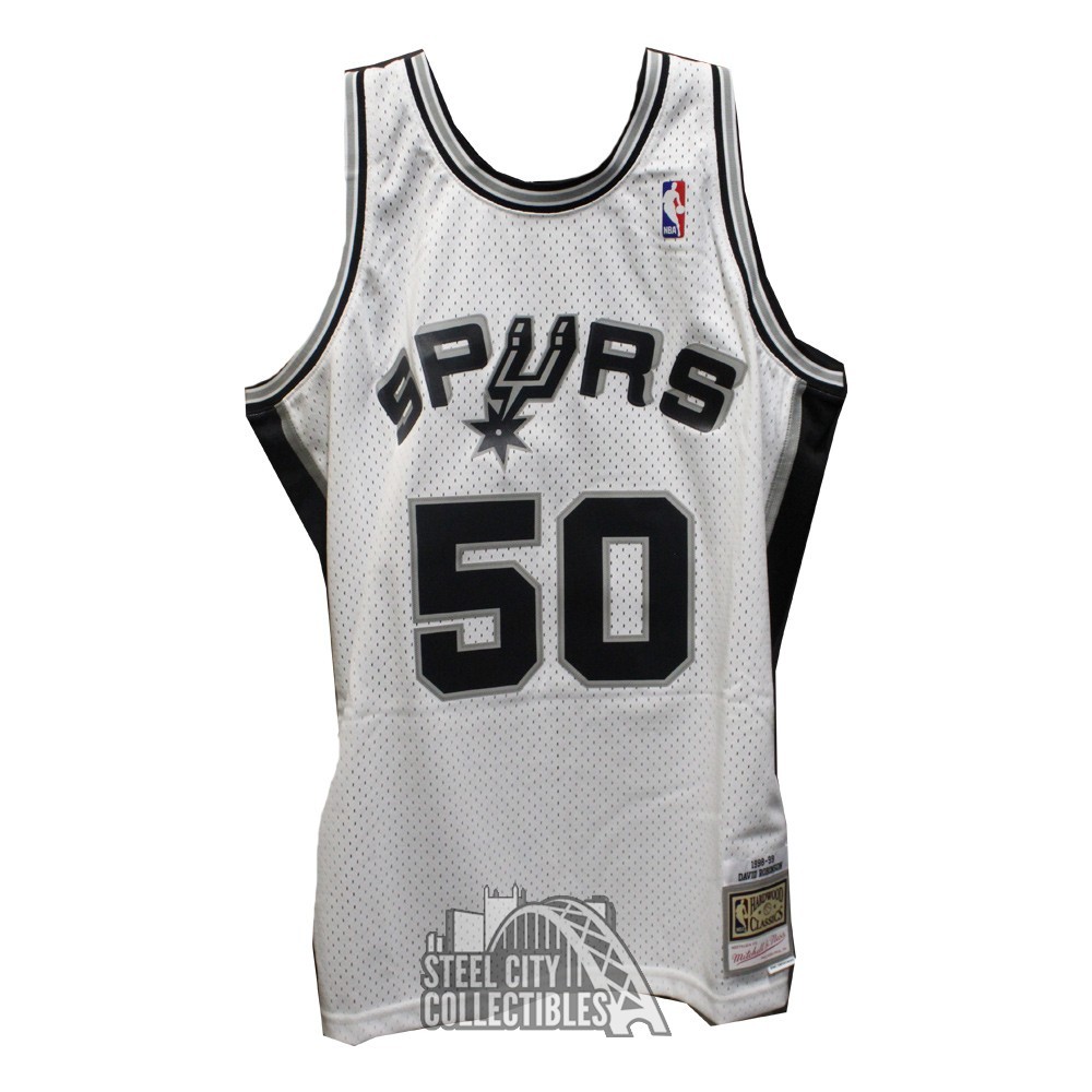 David Robinson Autograph San Antonio White Mitchell & Ness