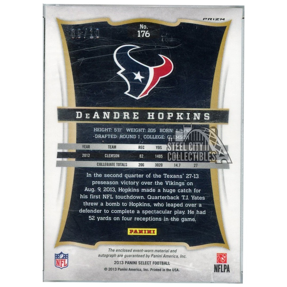DEANDRE HOPKINS　ホプキンス　直筆サインカード　AUTO　NFL DEANDRE HOPKINS 2013 Topps Chrome Rookie Autograph #154 RC