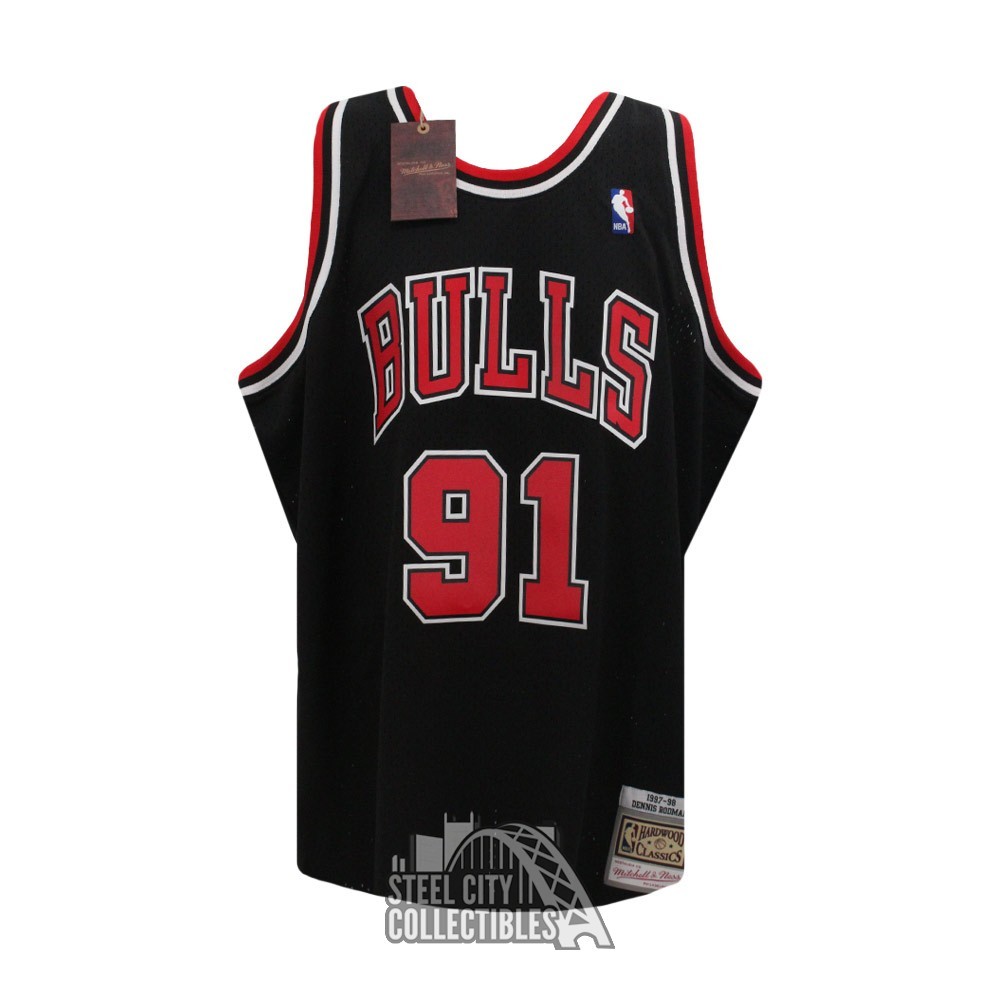 Dennis Rodman Chicago Bulls Autographed Mitchell & Ness Red