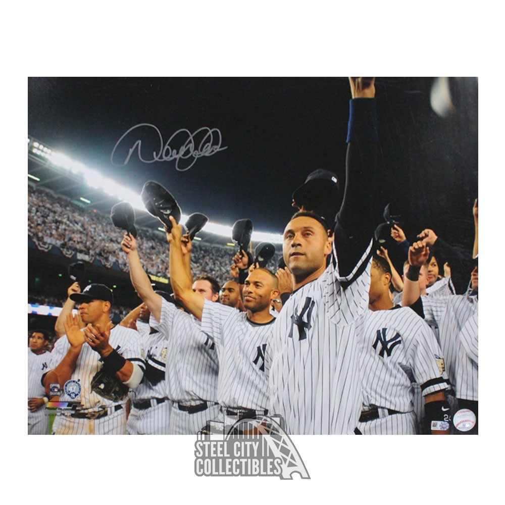 Derek Jeter Autographed New York Cap Tip 16x20 Baseball Photo