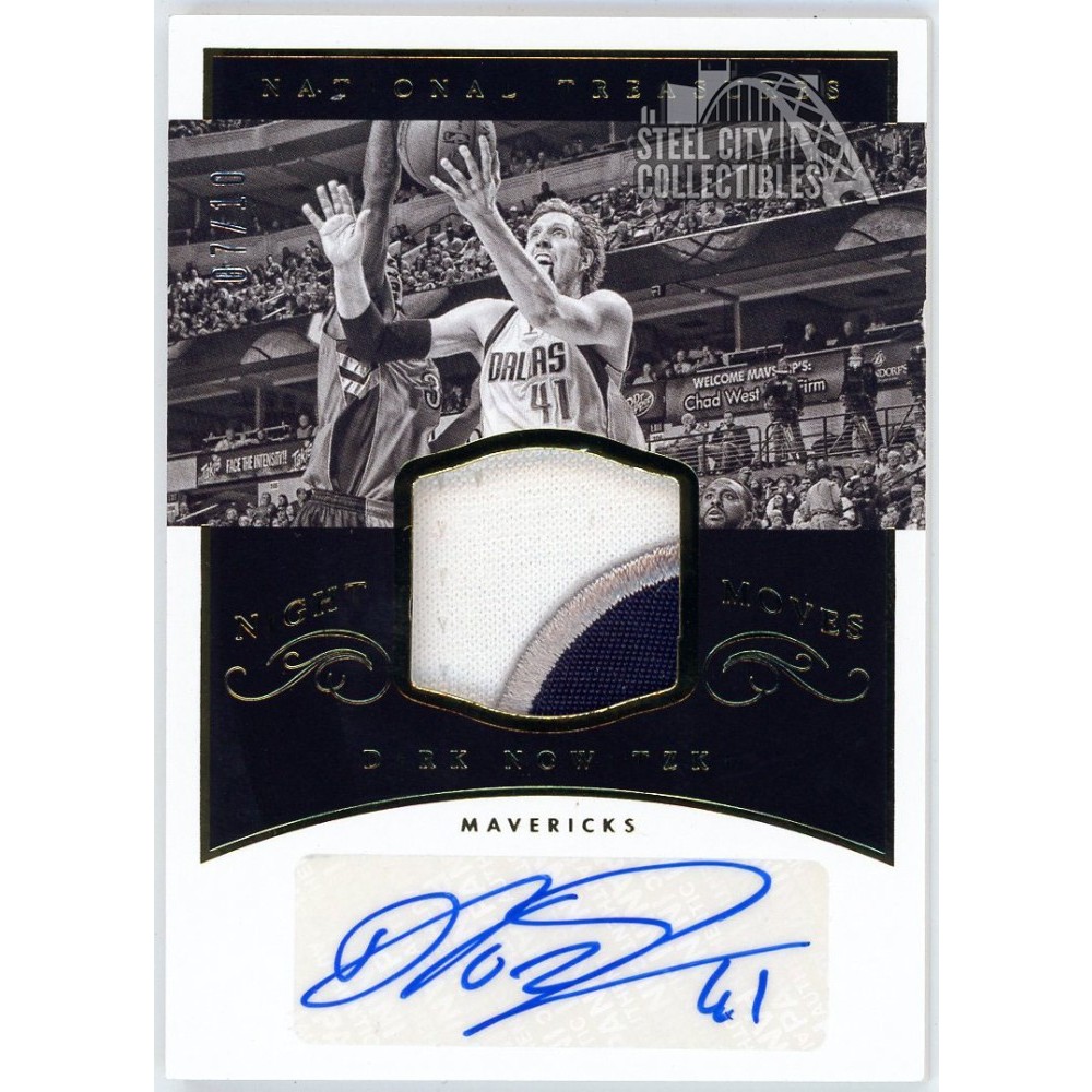 Dirk Nowitzki 2014-15 Panini NT Night Moves Patch Autograph Card
