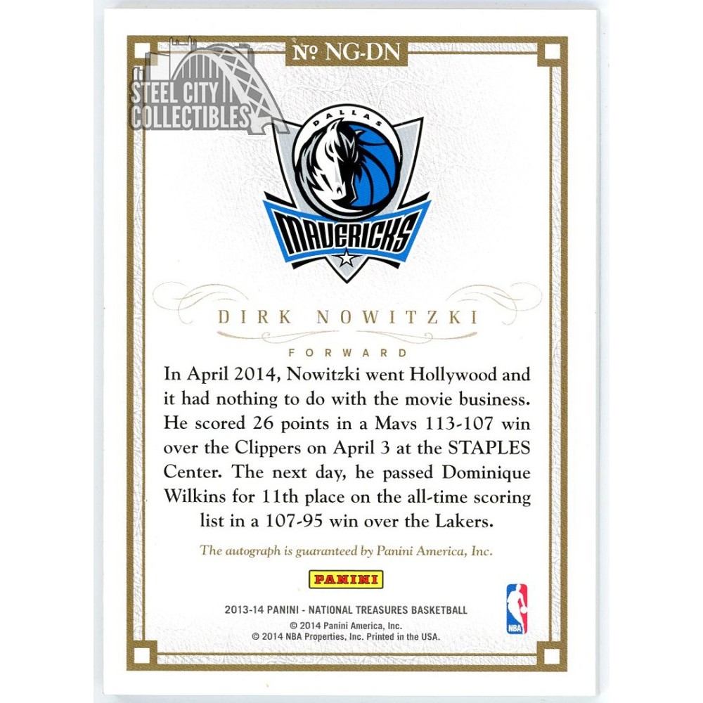 Dirk Nowitzki 2013-14 Panini NT NBA Greats Gold Proof Autograph