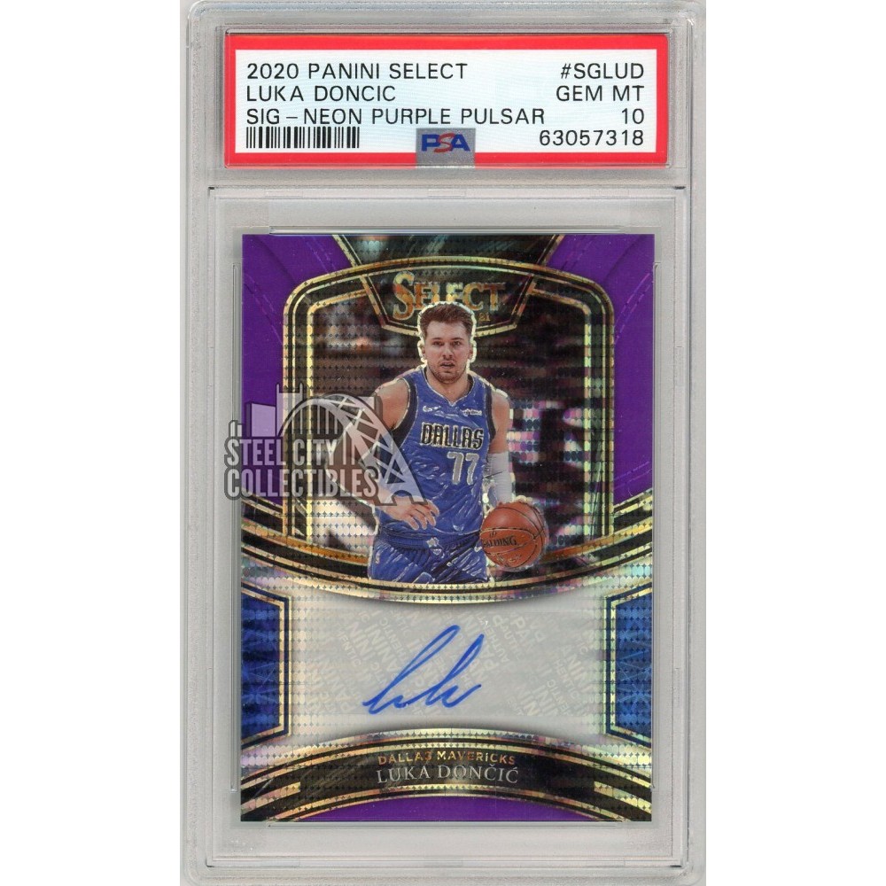 Luka Doncic 2020-21 Panini Select Neon Purple Pulsar Autograph
