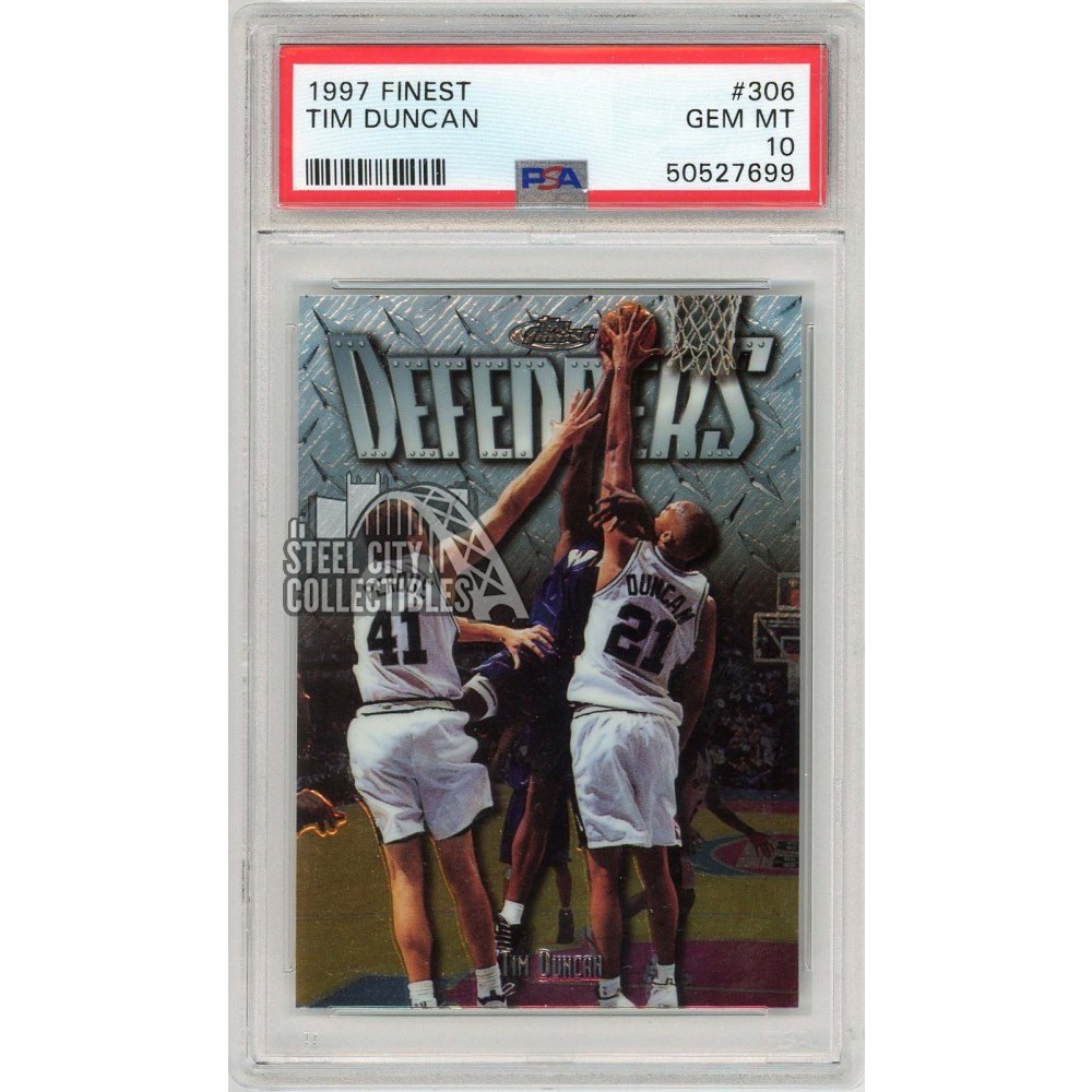 Tim Duncan 1997-98 Topps Finest Defenders Rookie Card #306 PSA 10 ...