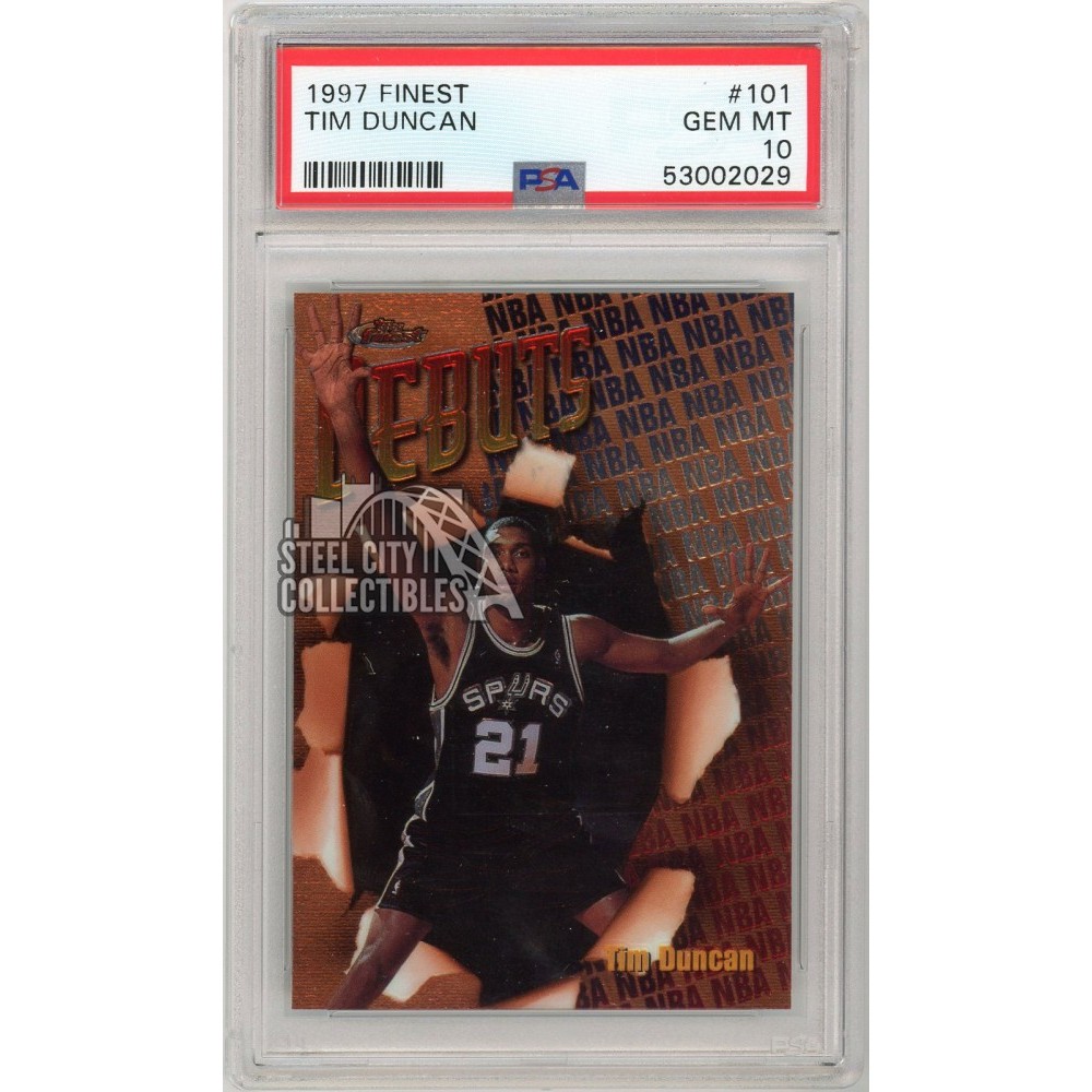 Tim Duncan 1997-98 Topps Finest Basketball Debuts Rookie Card #101