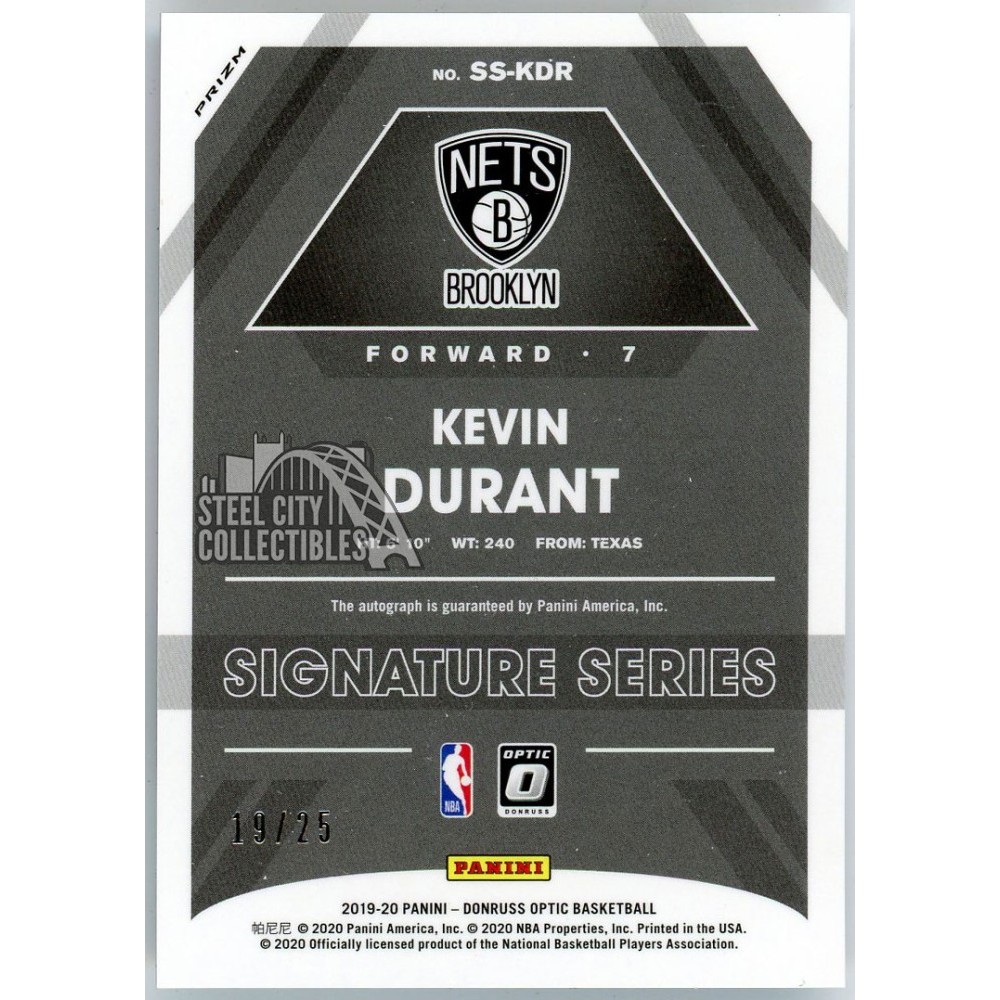 Kevin Durant 2019-20 Panini Donruss Optic Signature Series Pink