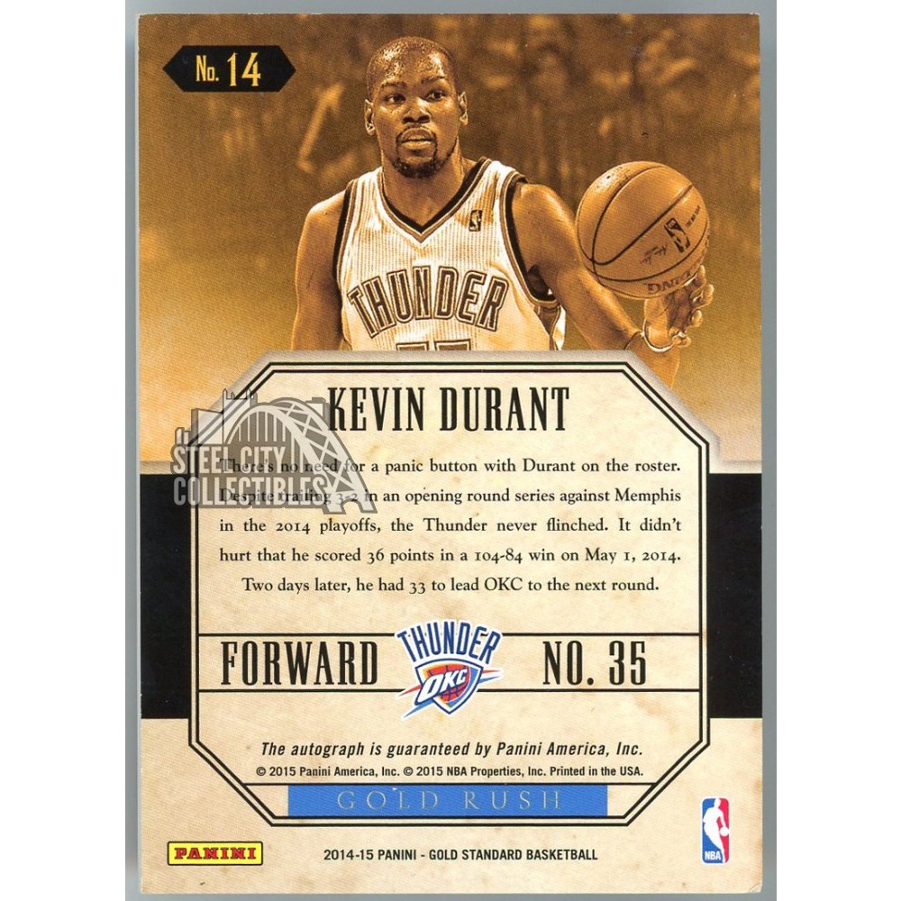 Kevin Durant 2014-15 Panini Gold Standard Gold Rush Autograph Card