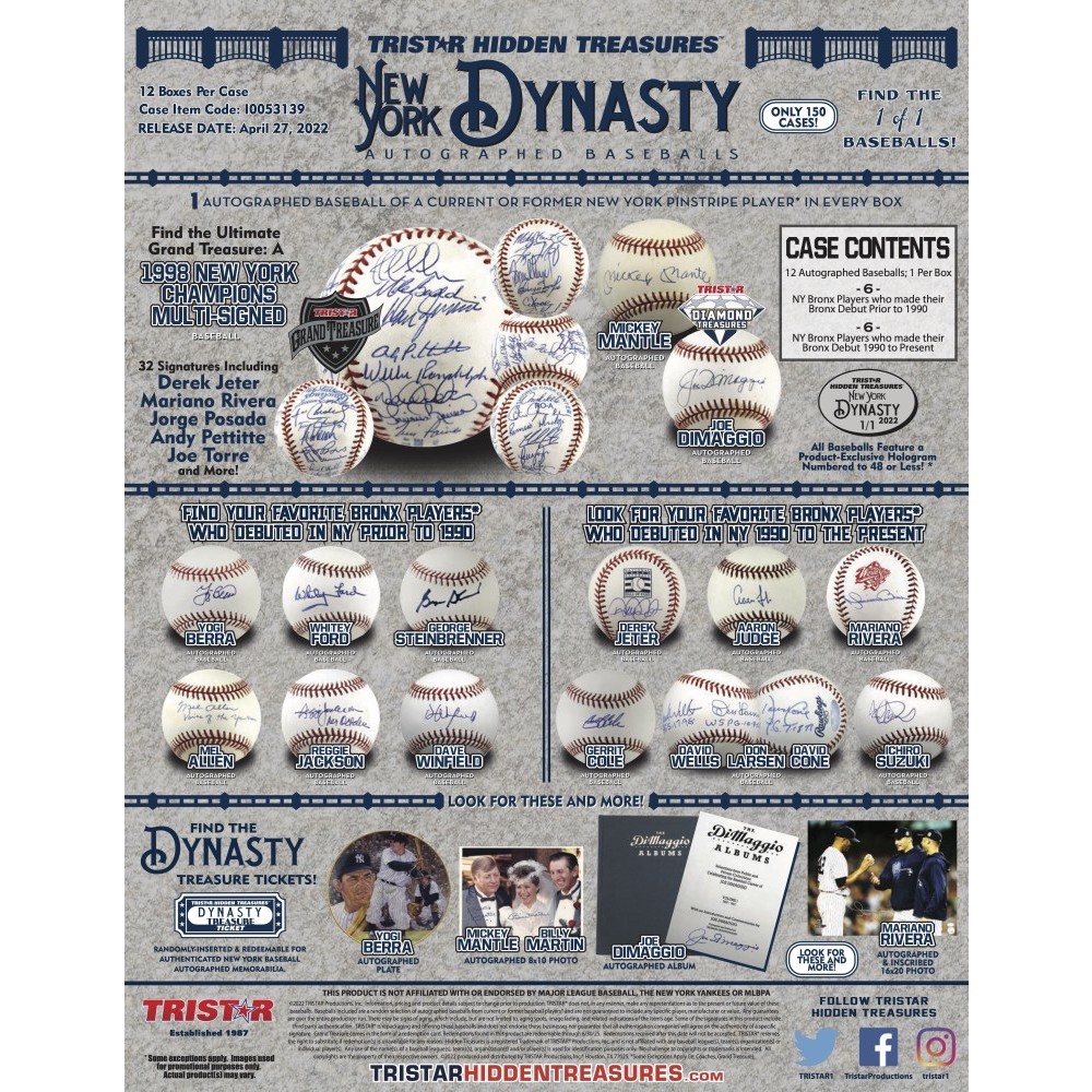 2022 Tristar Hidden Treasures Autographed Baseball New York