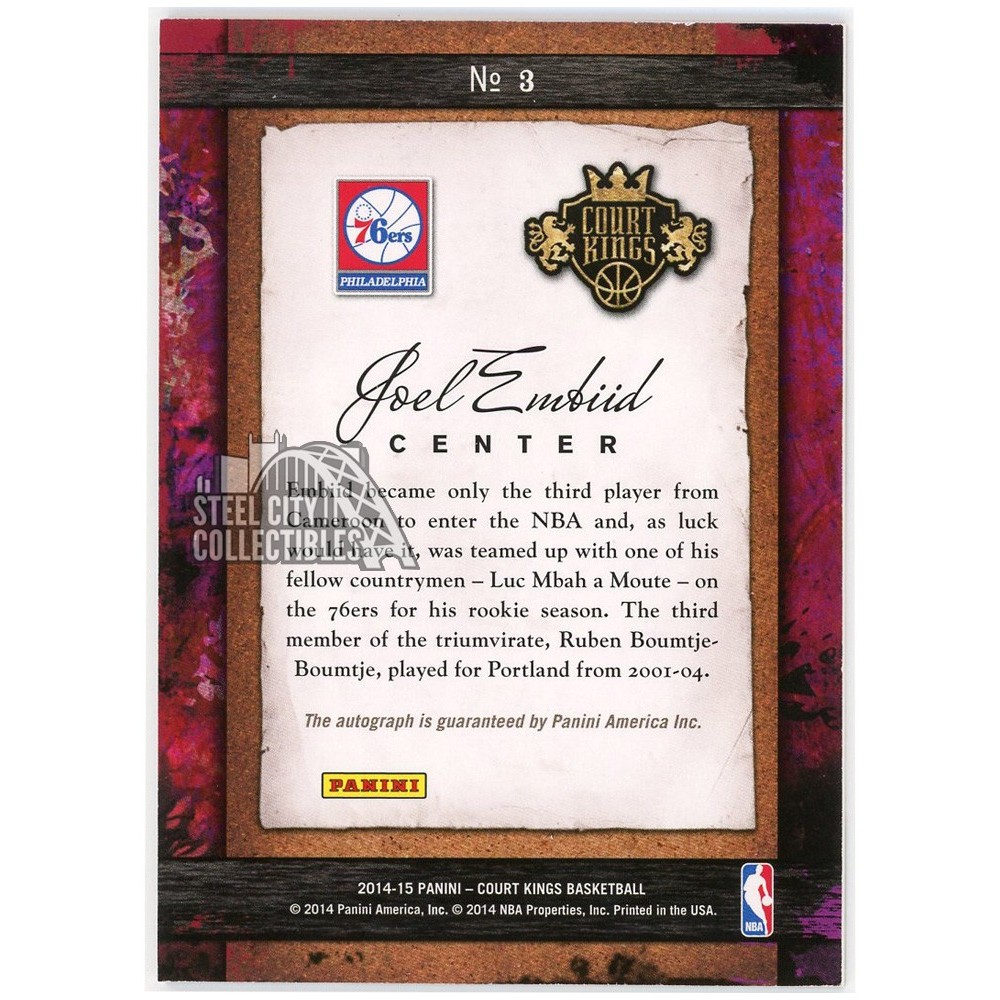 Joel Embiid 2014-15 Panini Court Kings Remarkable Rookie Autograph