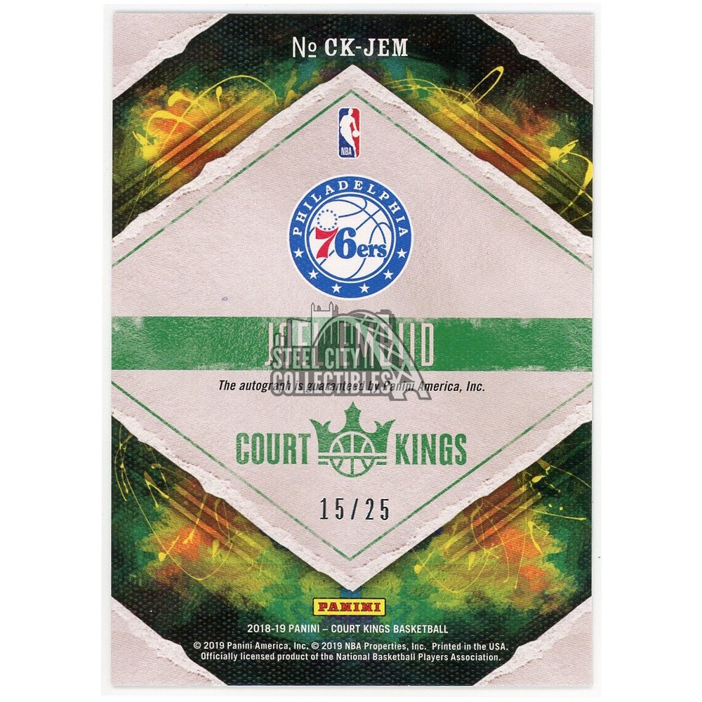 Joel Embiid 2018-19 Panini Court Kings Sapphire Autograph Card #CK 