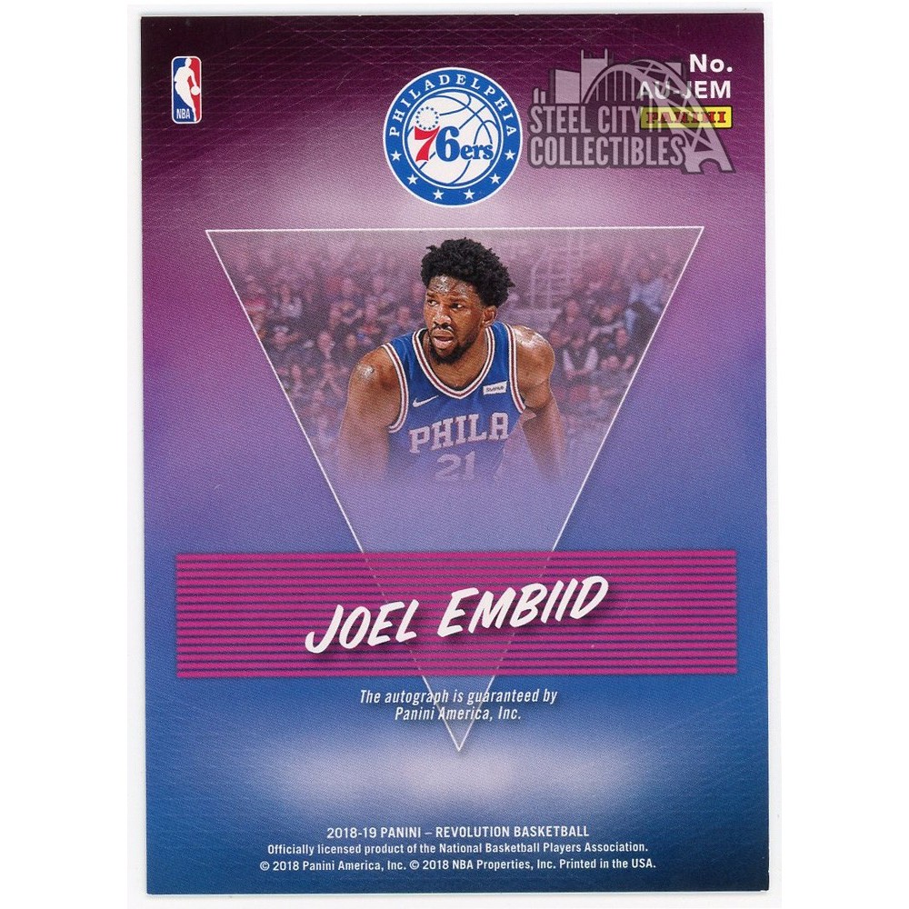 Joel Embiid 2018-19 Panini Revolution Autograph Card #AU-JEM