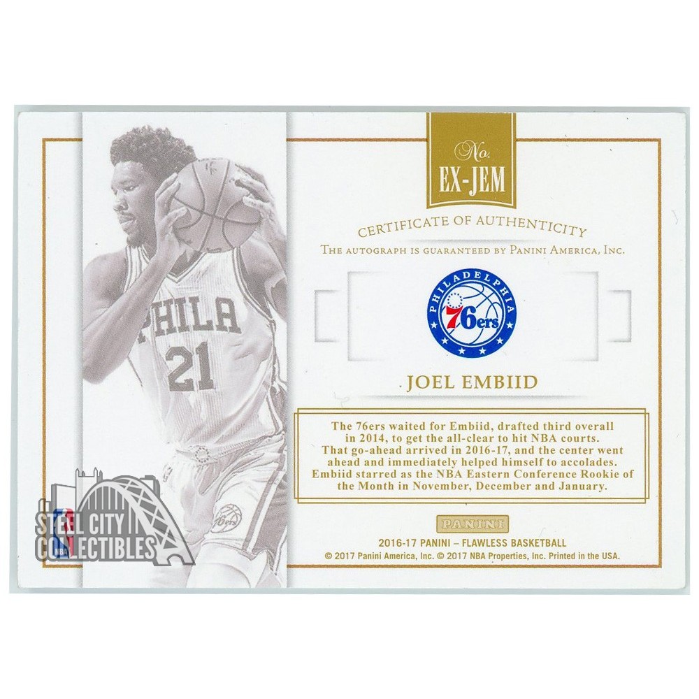 Joel Embiid 2016-17 Panini Flawless Excellence Signatures Card #EX