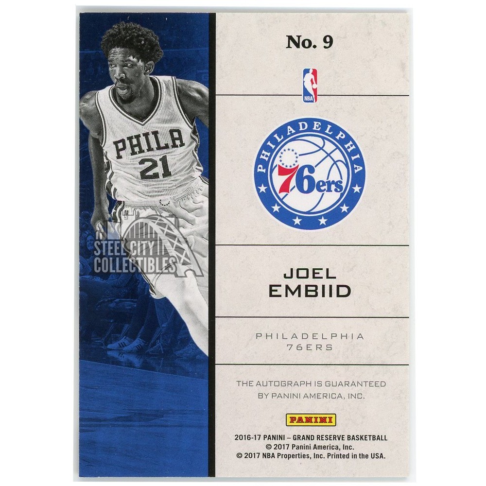 Joel Embiid 2016-17 Panini Grand Reserve Marble Autograph Card #9