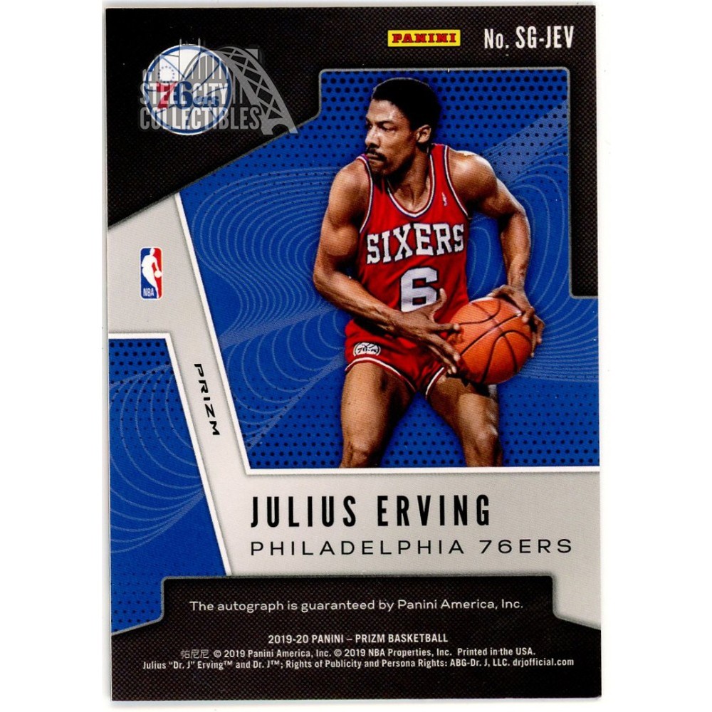 Julius Erving 2019-20 Panini Prizm Autograph Card #SG-JEV | Steel