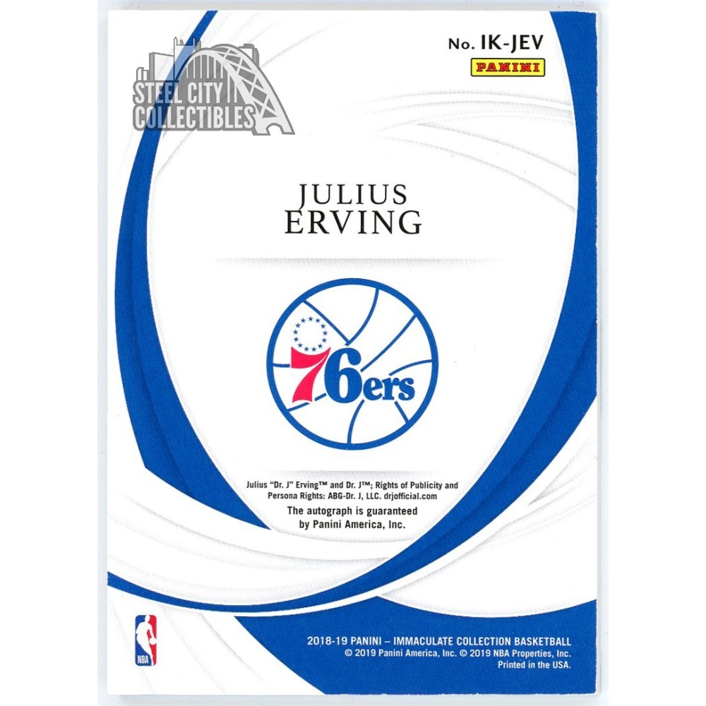 Julius Erving 2018-19 Panini Immaculate Ink Autograph Card #IK-JEV