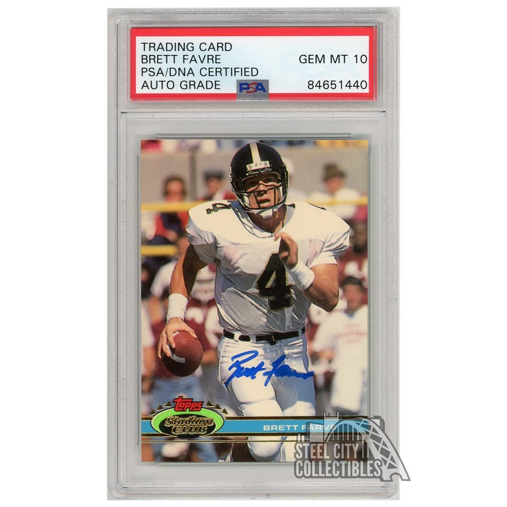 Brett Favre 1991 Topps Stadium Club Rookie Autograph Card #94 PSA/DNA 10  (Blue Ink) | Steel City Collectibles