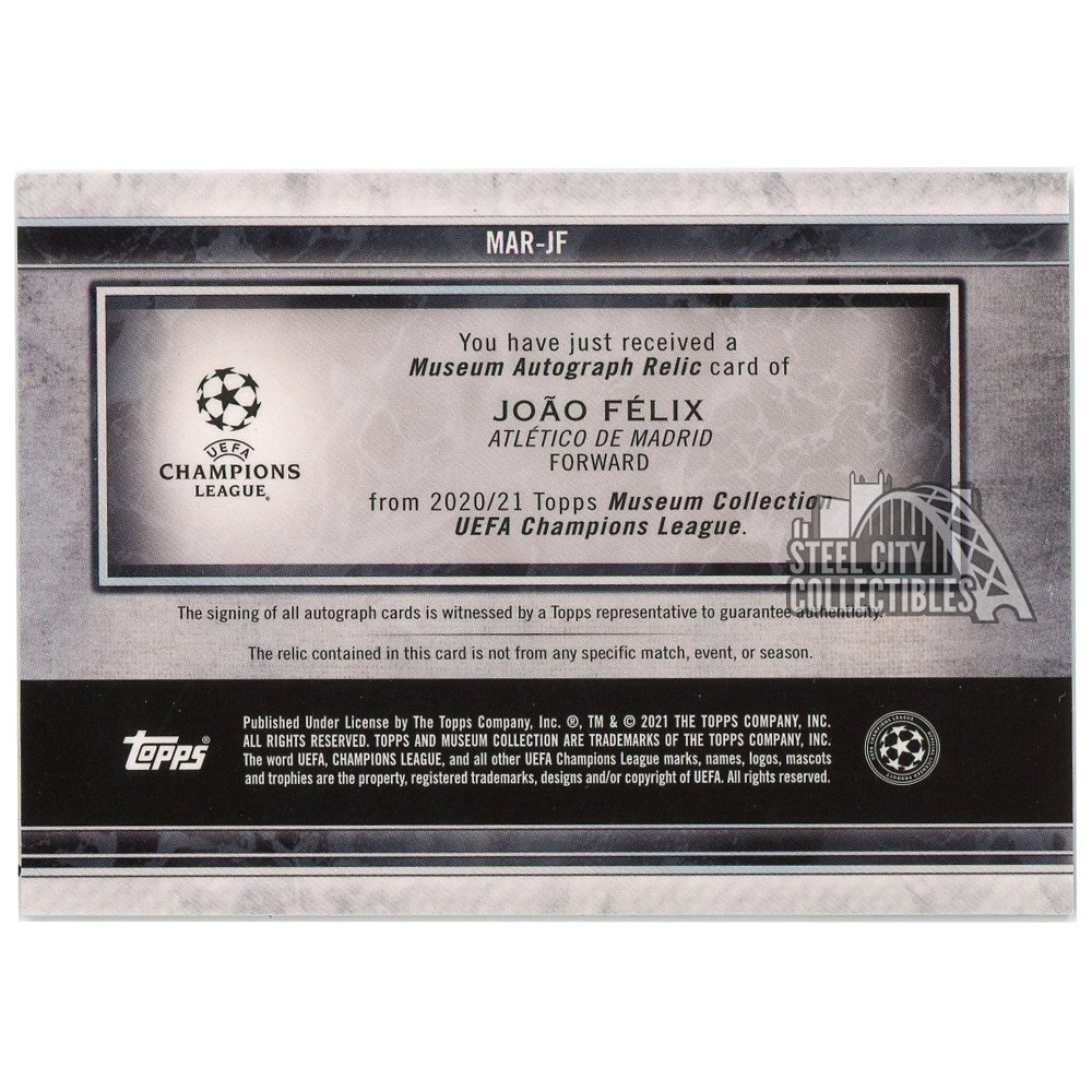 Joao Felix 2020-21 Topps Museum Relic Autograph Card #MAR-JF 39/50