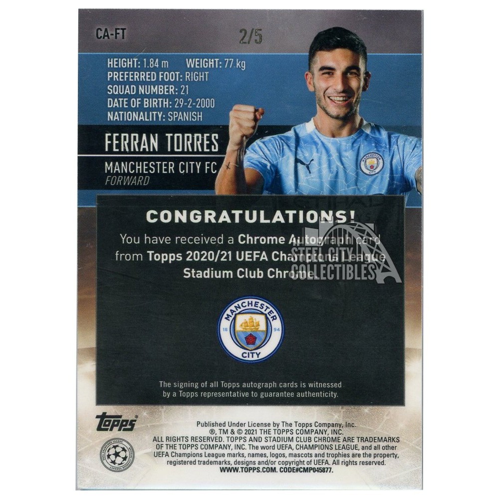 Foto Con Autografo Stampato Di Ferran Torres - Cimelio Da Collezione Per Fans Del City - Cornice A4 Inclusa, Pronta Da Regalare